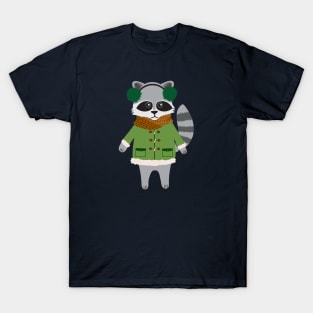 Woodland raccoon in a winter coat T-Shirt